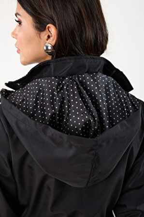 Christensen Kapüşonlu Çıtçıtlı Katlamalı Kol Kaban SİYAH