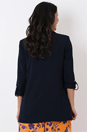 Medarda Salaş Krep Ceket LACİVERT