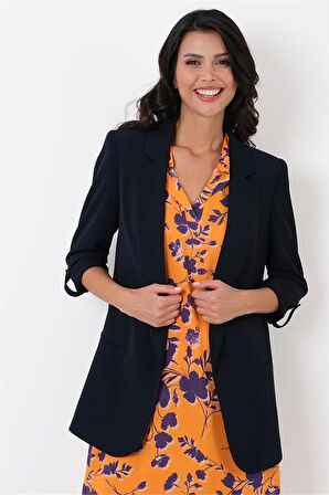 Medarda Salaş Krep Ceket LACİVERT