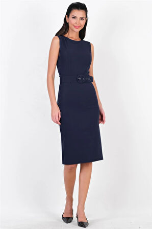 Pacifici Kulplu Kemerli Elbise LACİVERT