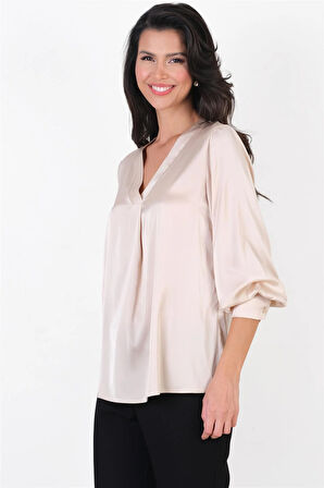 Marsh V Yaka Saten Bluz BEJ