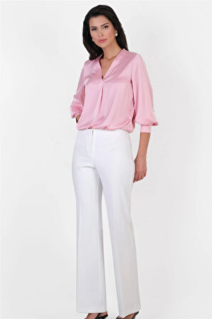 Oresto Düşük Bel Lastikli İspanyol Paça Pantolon EKRU