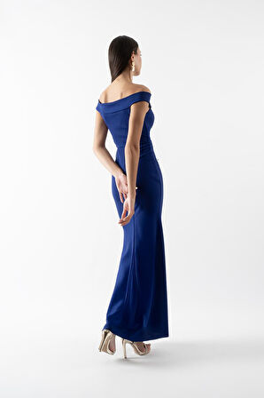 Agrio Eteği Yırtmaçlı Uzun Abiye Elbise SAKS