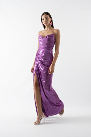 Odobella Kalp Yaka Straplez Anvelop Uzun Abiye Elbise MENEKSE