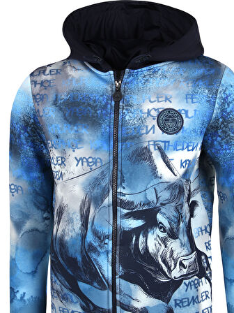 ERKEK TRIBUN BOĞA PATTERN SWEAT
