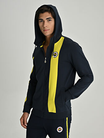 Fenerbahçe S.K. 25/26 Tribün Basic Hoodie Kapüşonlu Fermuarlı Eşofman Üstü Erkek Ceket