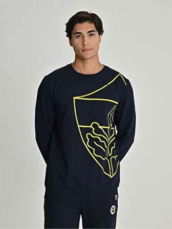 Fenerbahçe S.K. 25/26 Sezon Tribün All Over Baskı Logolu Erkek Sweatshirt
