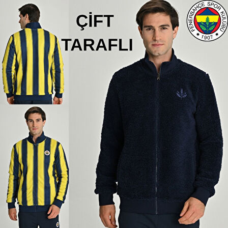Fenerbahçe S.K. 25/26 Tribün Çubuklu Çift Taraflı Erkek Peluş Ceket