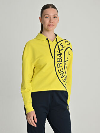 KADIN TRIBUN TEK RENK LOGOLU SWEAT