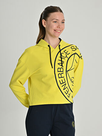 KADIN TRIBUN TEK RENK LOGOLU SWEAT