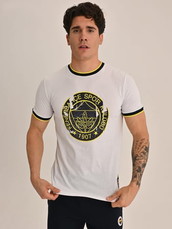 ERKEK TRIBUN TEK RENK LOGOLU TSHIRT