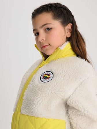 Fenerbahçe Ekru Tribün Kapitone Detaylı Çocuk Peluş Sweatshirt