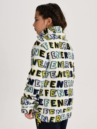 Fenerbahçe Beyaz Tribün Patternli Çocuk Peluş Sweatshirt