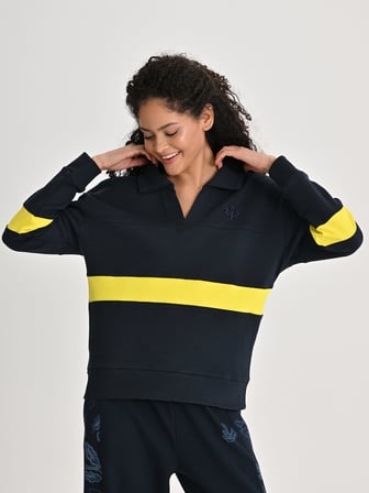 Fenerbahçe Sarı Lacivert Tribün Kadın Uzun Kollu Polo Tshirt