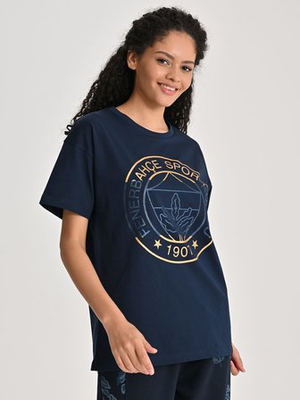 KADIN TRIBUN ALTIN LOGOLU TSHIRT