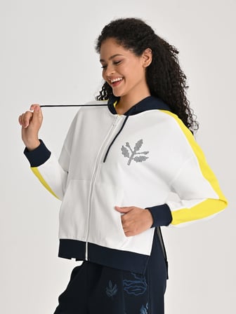 Fenerbahçe Ekru Tribün Palamutlu Kadın Oversize Sweatshirt