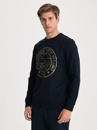 Fenerbahçe Lacivert Tribün Altın Logolu Erkek Sweatshirt