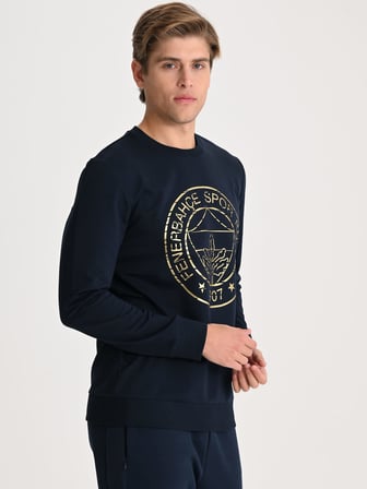 Fenerbahçe Lacivert Tribün Altın Logolu Erkek Sweatshirt