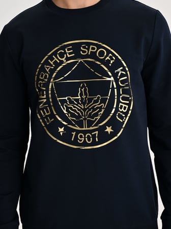 Fenerbahçe Lacivert Tribün Altın Logolu Erkek Sweatshirt