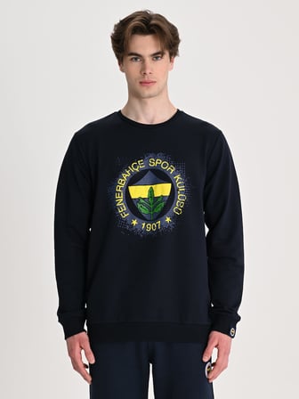 Fenerbahçe Sarı Lacivert Tribün Tramlı Logo Erkek Sweatshirt