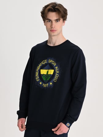 Fenerbahçe Sarı Lacivert Tribün Tramlı Logo Erkek Sweatshirt