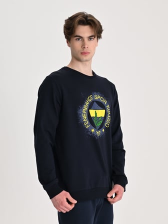 Fenerbahçe Sarı Lacivert Tribün Tramlı Logo Erkek Sweatshirt