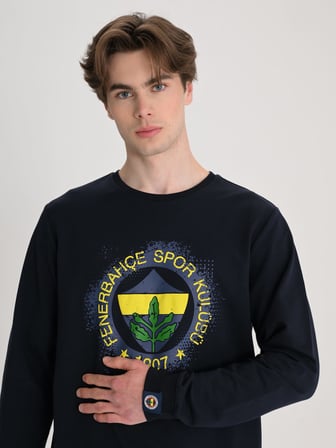 Fenerbahçe Sarı Lacivert Tribün Tramlı Logo Erkek Sweatshirt