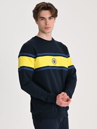 Fenerbahçe Lacivert Tribün Sarı Bantlı Erkek Sweatshirt