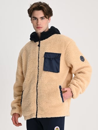 Fenerbahçe Taş Tribün Cep Detaylı Erkek Peluş Sweatshirt