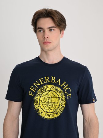 Fenerbahçe Lacivert Tribün Tek Renk Logolu Erkek Tshirt