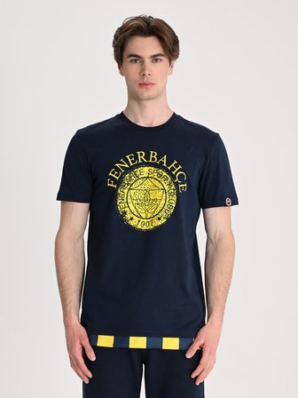 Fenerbahçe Lacivert Tribün Tek Renk Logolu Erkek Tshirt