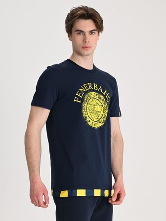 Fenerbahçe Lacivert Tribün Tek Renk Logolu Erkek Tshirt