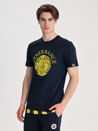 Fenerbahçe Lacivert Tribün Tek Renk Logolu Erkek Tshirt