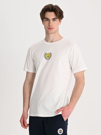 Fenerbahçe Ekru Kolej Çelenk Logolu Erkek Tshirt