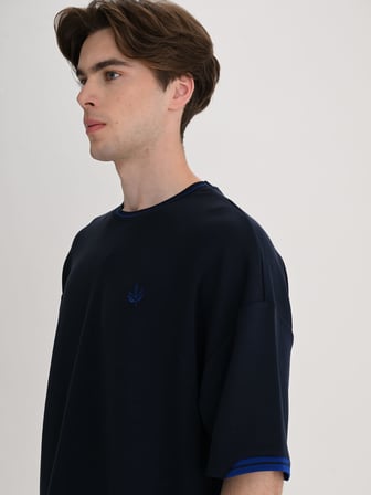 Fenerbahçe Lacivert Trend Triko Bantlı Erkek Oversize Tshirt