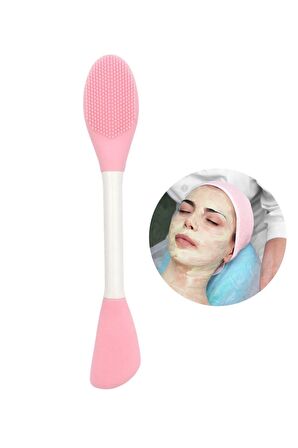 Agon Silikon Çift Taraflı Yüz Temizleme ve Maske Sürme Fırçası Pembe