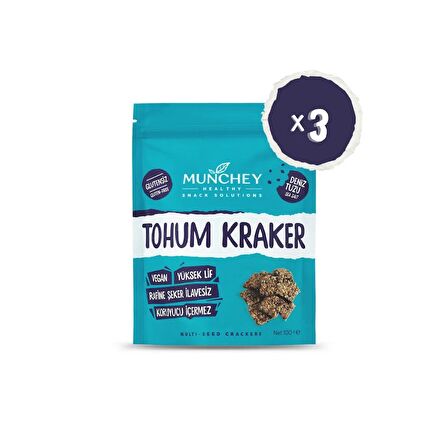 Munchey 3'lü Sade Tohum Kraker 100 gr