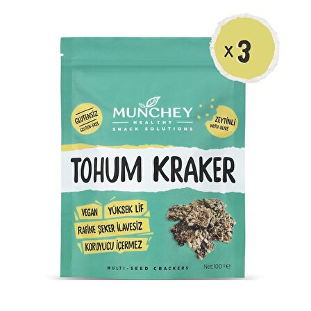 Munchey 3'lü Zeytinli Tohum Kraker 100 gr