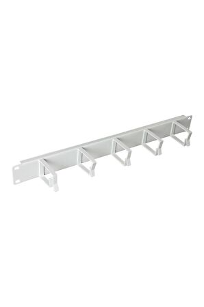 1u 19'' Metal 5 Kancalı Yatay Kablo Organizer Gri Ral 7035 2 Yıl Üretici Garantili