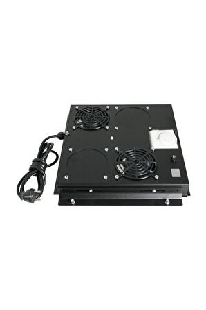 2'li Rack Kabinet Fan Modülü Termostatlı Ral 9005 Siyah 2 Yıl Üretici Garantili