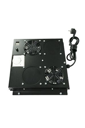 2'li Rack Kabinet Fan Modülü Termostatlı Ral 9005 Siyah 2 Yıl Üretici Garantili