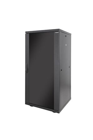 26u 600x600mm 19'' Dikili Tip Network Rack Kabinet Siyah 2 Yıl Üretici Garantili