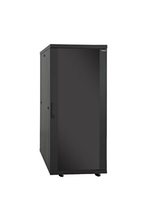 26u 600x600mm 19'' Dikili Tip Network Rack Kabinet Siyah 2 Yıl Üretici Garantili