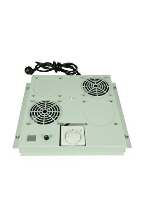 2'li Rack Kabinet Fan Modülü Termostatlı Ral 7035 Gri 2 Yıl Üretici Garantili