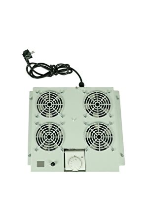 4'lü Rack Kabinet Fan Modülü Termostatlı Ral 7035 Gri 2 Yıl Üretici Garantili