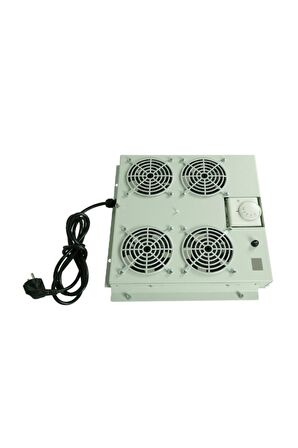 4'lü Rack Kabinet Fan Modülü Termostatlı Ral 7035 Gri 2 Yıl Üretici Garantili