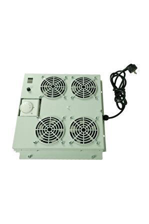 4'lü Rack Kabinet Fan Modülü Termostatlı Ral 7035 Gri 2 Yıl Üretici Garantili