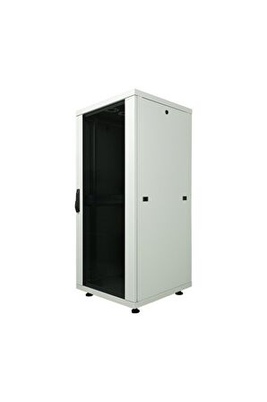 26u 600x600mm 19'' Dikili Tip Network Rack Kabinet Gri 2 Yıl Üretici Garantili