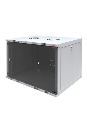 9U 540x400 mm Eko Serisi Yan Panelli Tek Gövdeli Duvar Tipi Kabinet Gri 2 Yıl Üretici Garantili