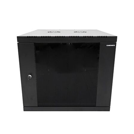9U 540x550 mm Eko Serisi Yan Panelli Tek Gövdeli Duvar Tipi Kabinet Siyah 2 Yıl Üretici Garantili